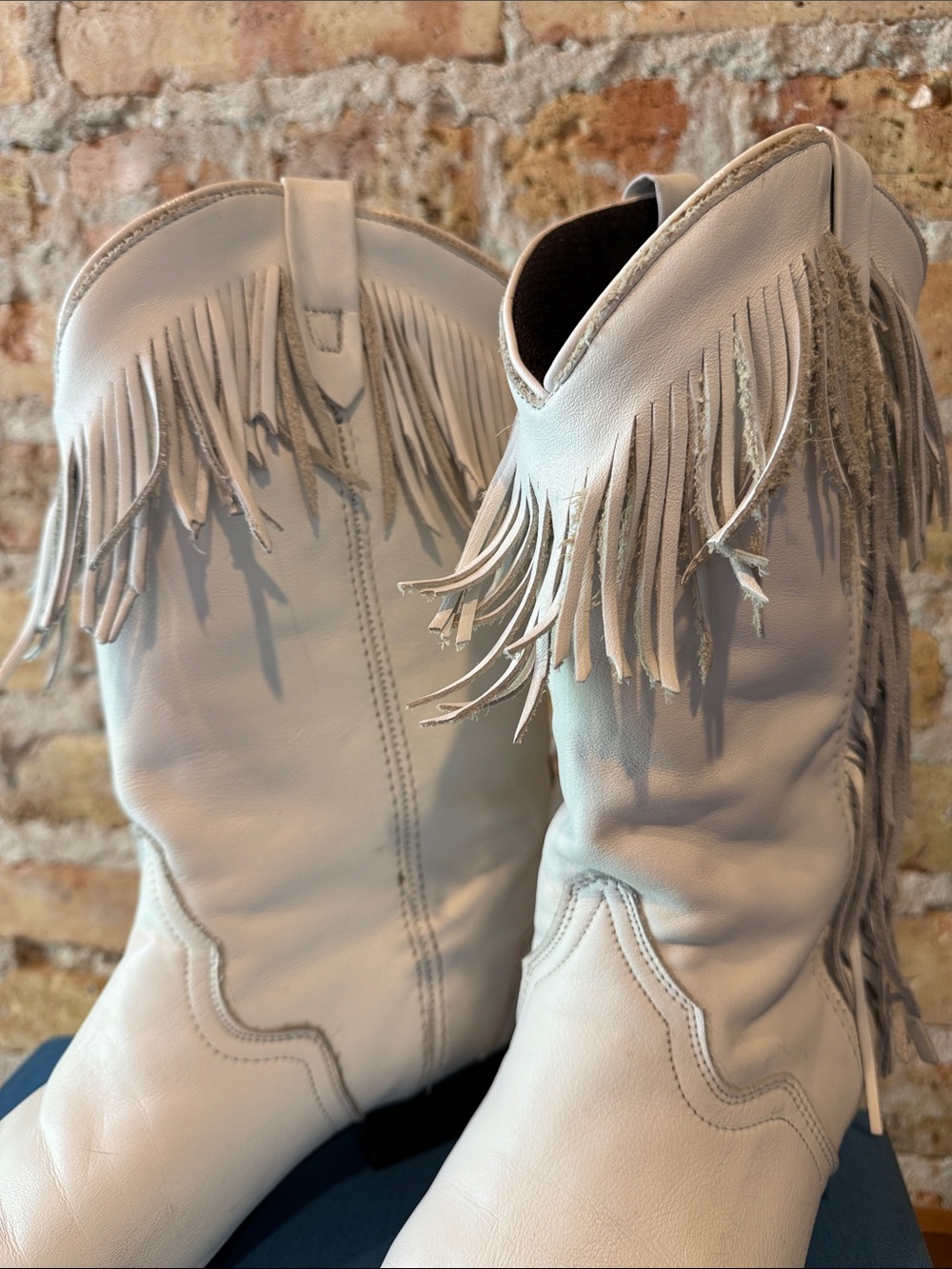 VTG ACME Fringe Cowboy boots white 8 - Picture 10 of 11